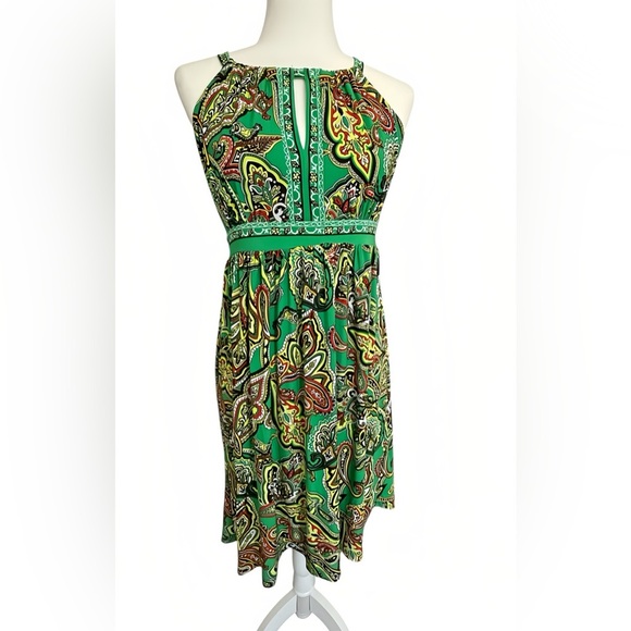 INC International Concepts Dress  S Green Orange Paisley Sequin Sparkle A-Line - Picture 1 of 8